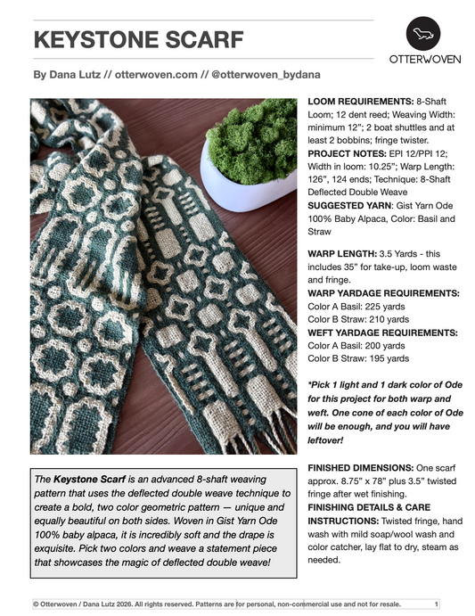 8-Shaft Weaving Pattern PDF & WIF - Keystone Scarf