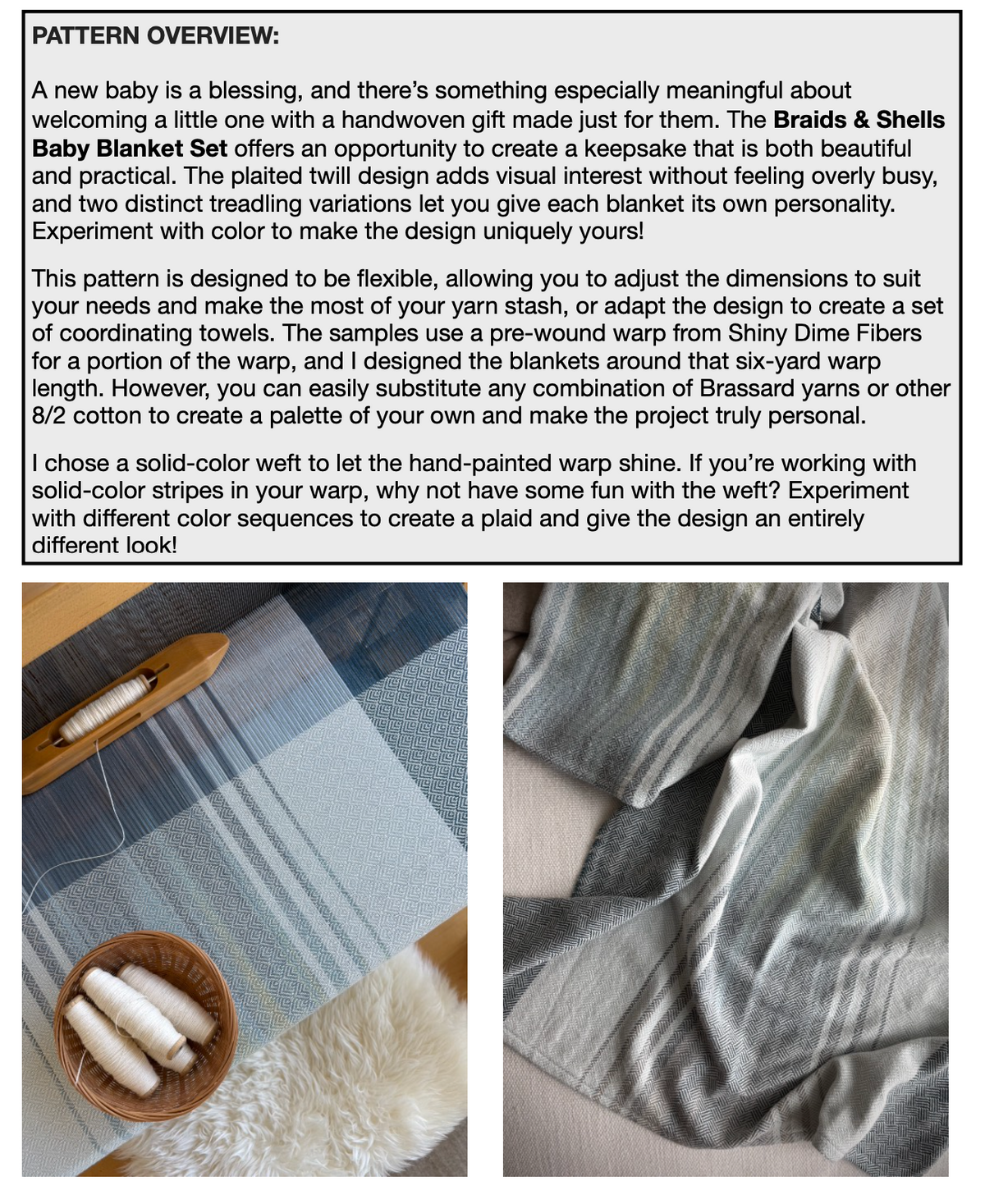8-Shaft Weaving Pattern PDF - Braids & Shells Baby Blankets